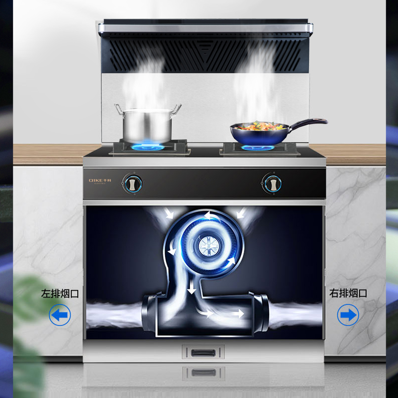 千科QK-G02集成灶蒸烤箱一體灶側(cè)吸下排式自清洗家用油煙機